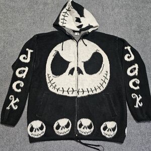 Tuntaquimba Artesanias Jack Skellington Mens Wool Zip Up Hoodie Jacket Ecuador